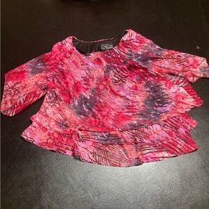 Alex Evenings Multicolor Blouse with Red and Pink Hues
